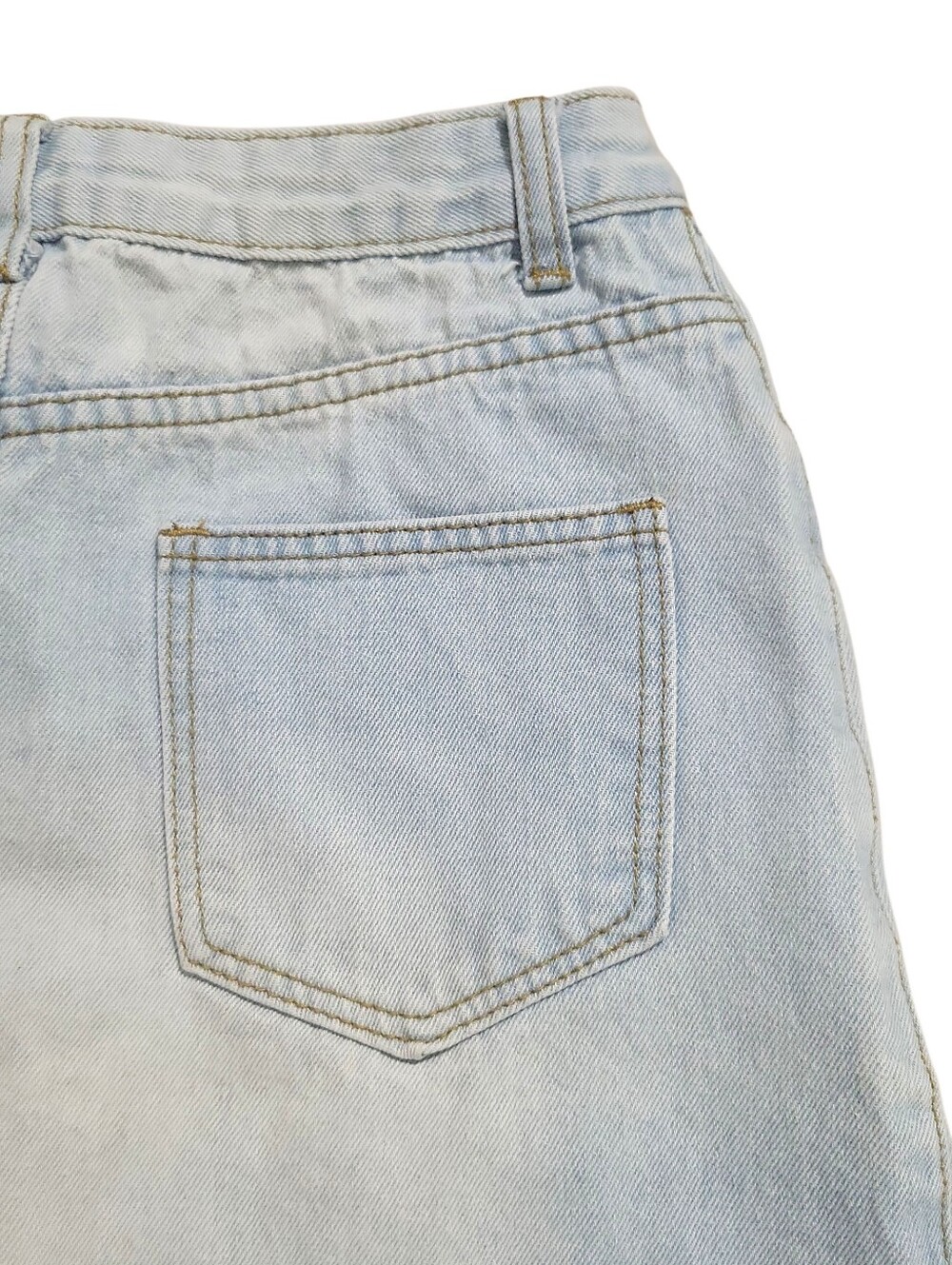 Nasty Gal High-Low Denim Mini Jean Skirt Size 6 Button Down Raw Hem Light Blue - Picture 4 of 9